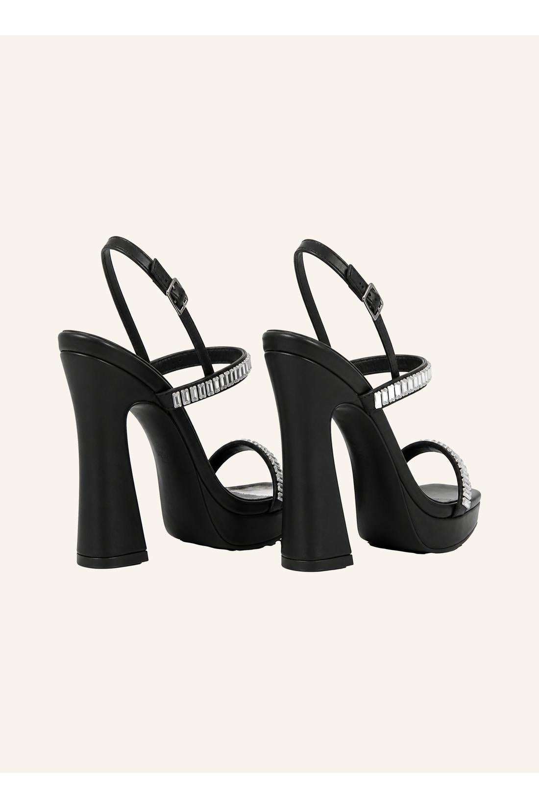Philipp Plein Nappa High Heels Sandals Crystal Castons, Schuhe