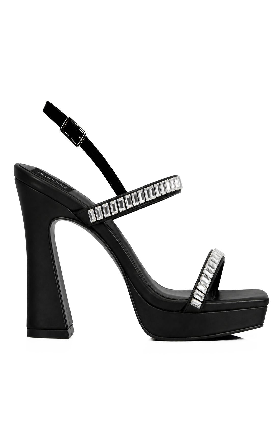 Philipp Plein Nappa High Heels Sandals Crystal Castons, Schuhe