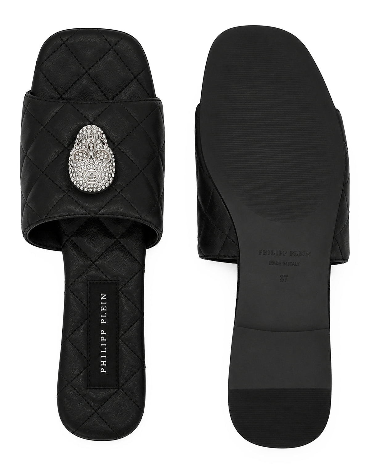 Nappa Flat Matelasse Sandals Crystal Skull