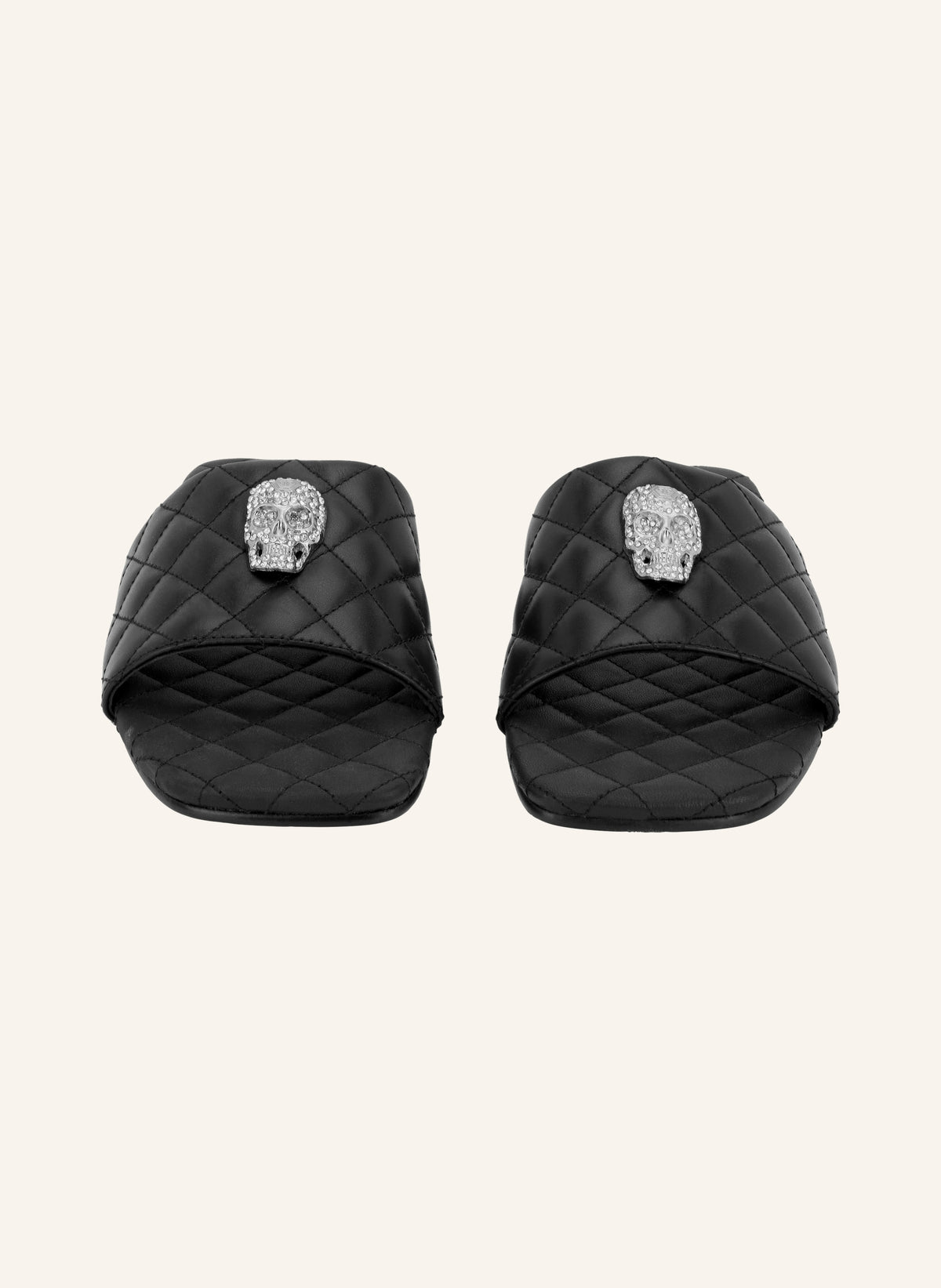 Nappa Flat Matelasse Sandals Crystal Skull