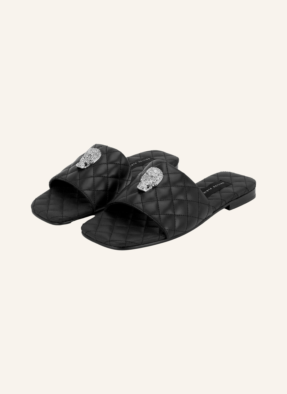 Nappa Flat Matelasse Sandals Crystal Skull
