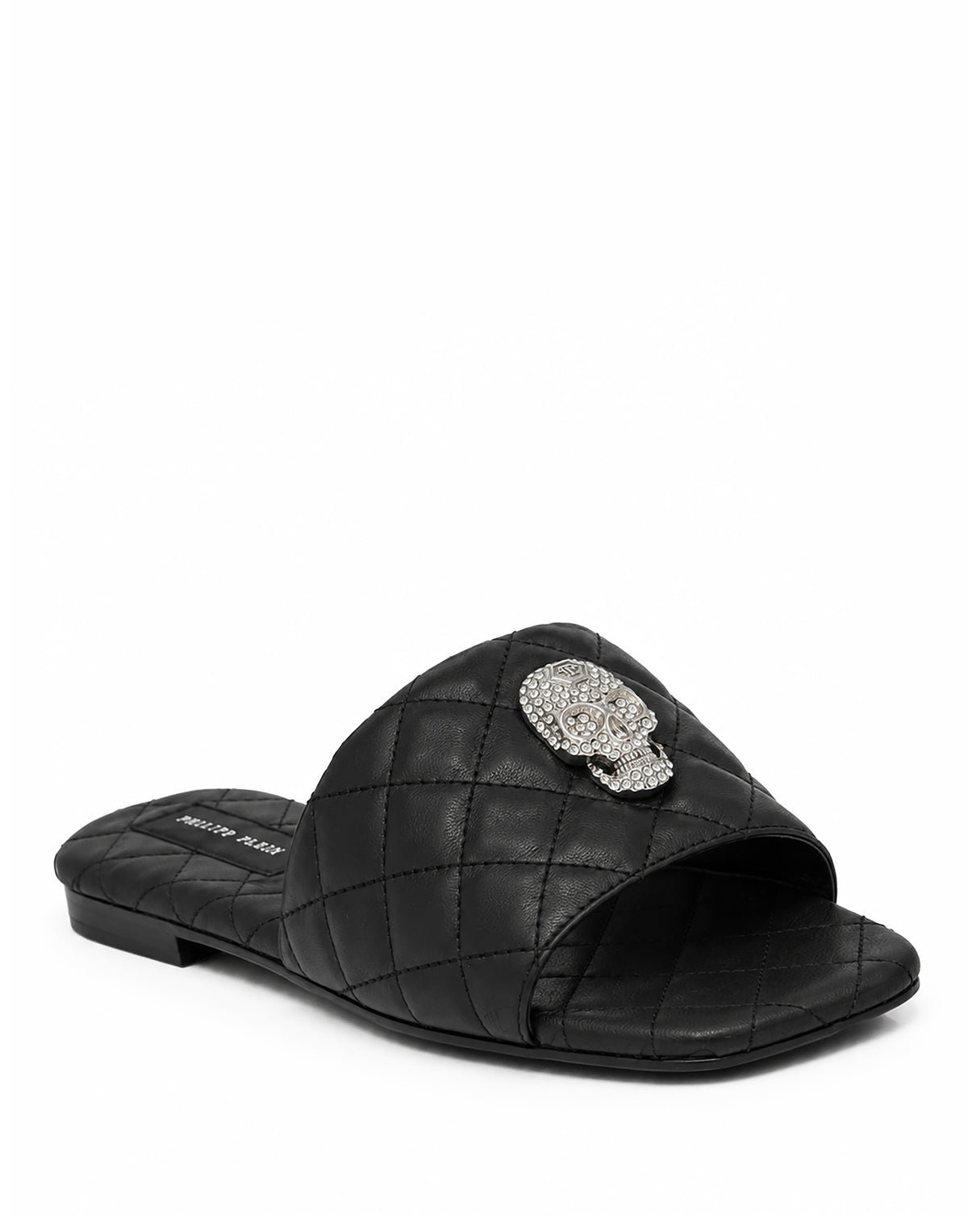 Nappa Flat Matelasse Sandals Crystal Skull