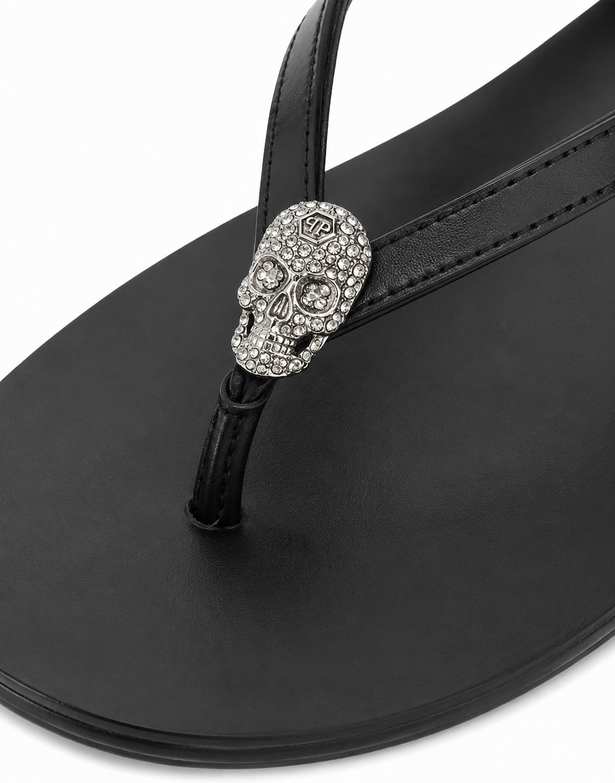 Nappa Flip Flop Sandals Crystal Skull