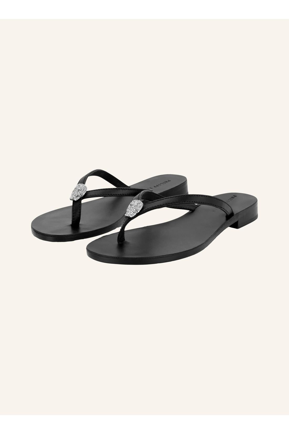 Philipp Plein Nappa Flip Flop Sandals Crystal Skull, Flache Schuhe
