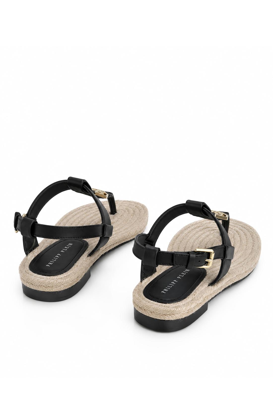 Philipp Plein Nappa Sandals Rope Hexagon, Flache Schuhe