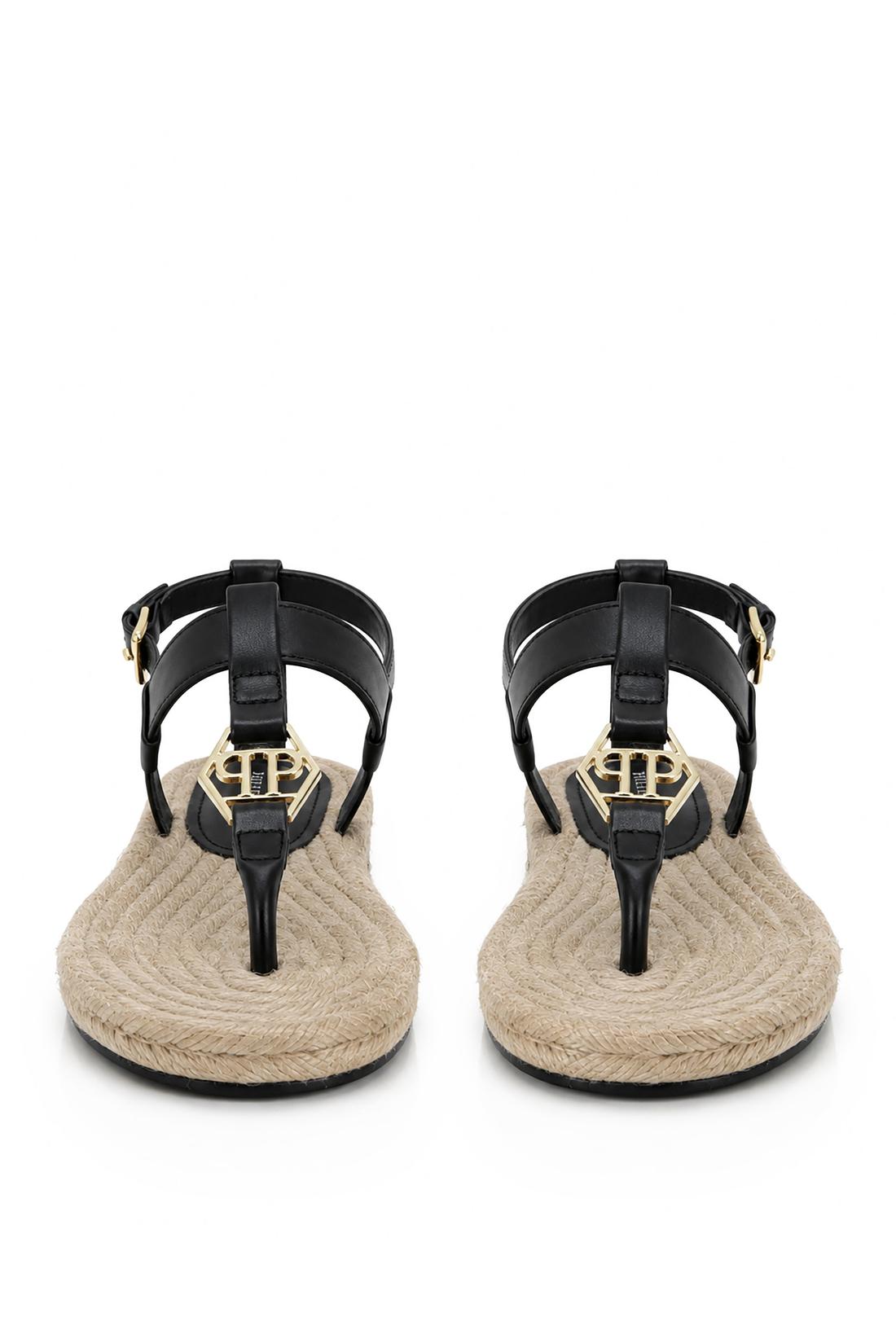 Philipp Plein Nappa Sandals Rope Hexagon, Flache Schuhe