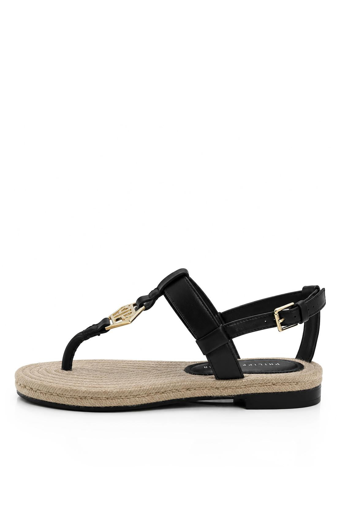 Philipp Plein Nappa Sandals Rope Hexagon, Flache Schuhe