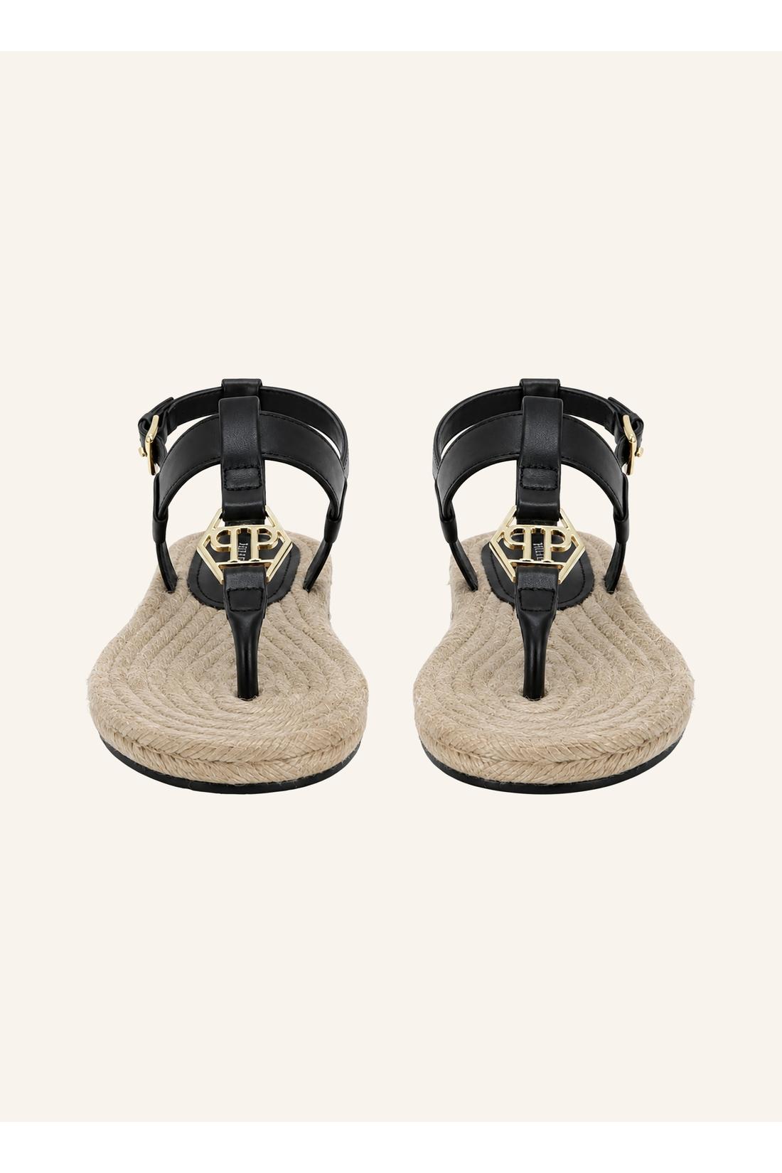 Philipp Plein Nappa Sandals Rope Hexagon, Flache Schuhe