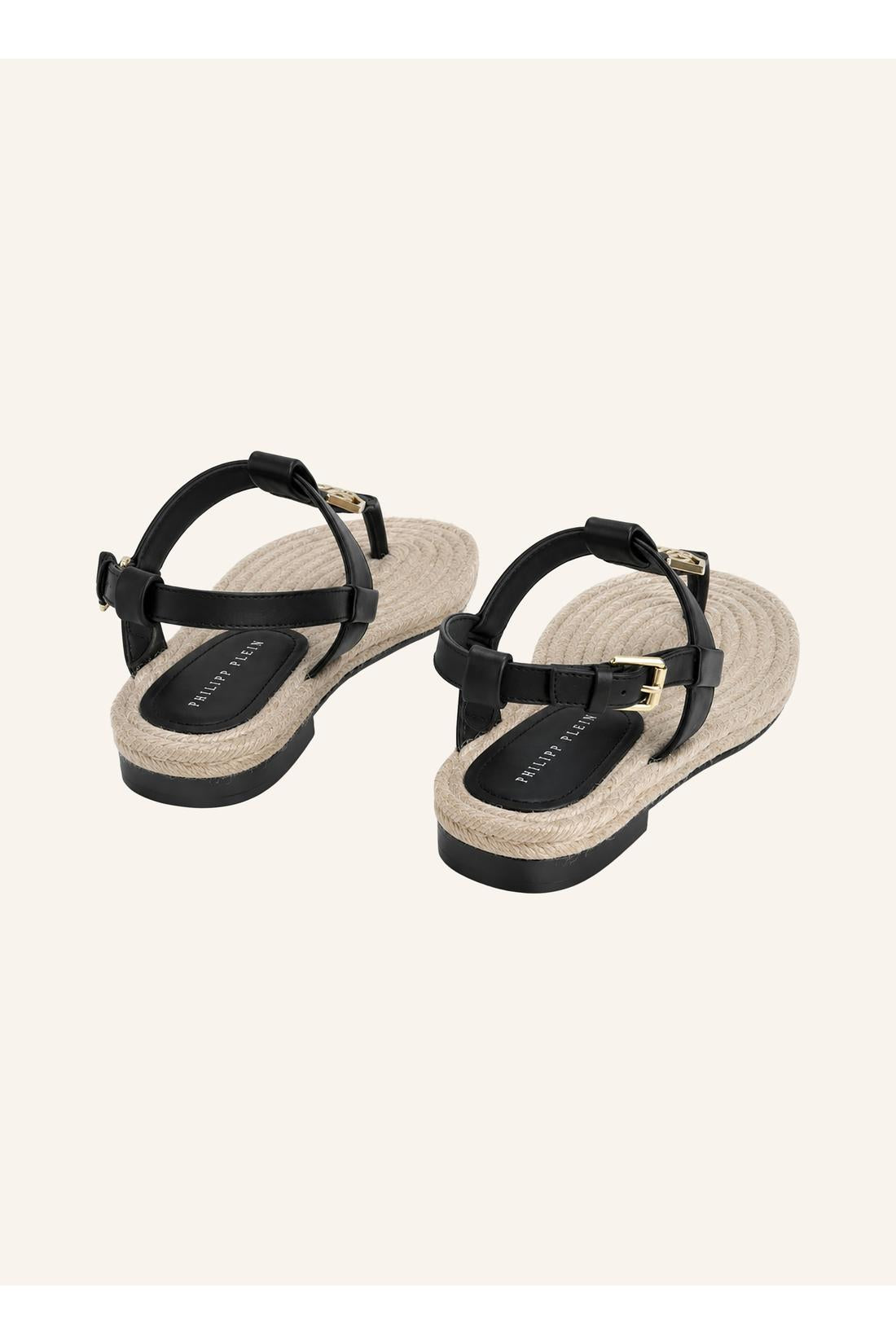 Philipp Plein Nappa Sandals Rope Hexagon, Flache Schuhe