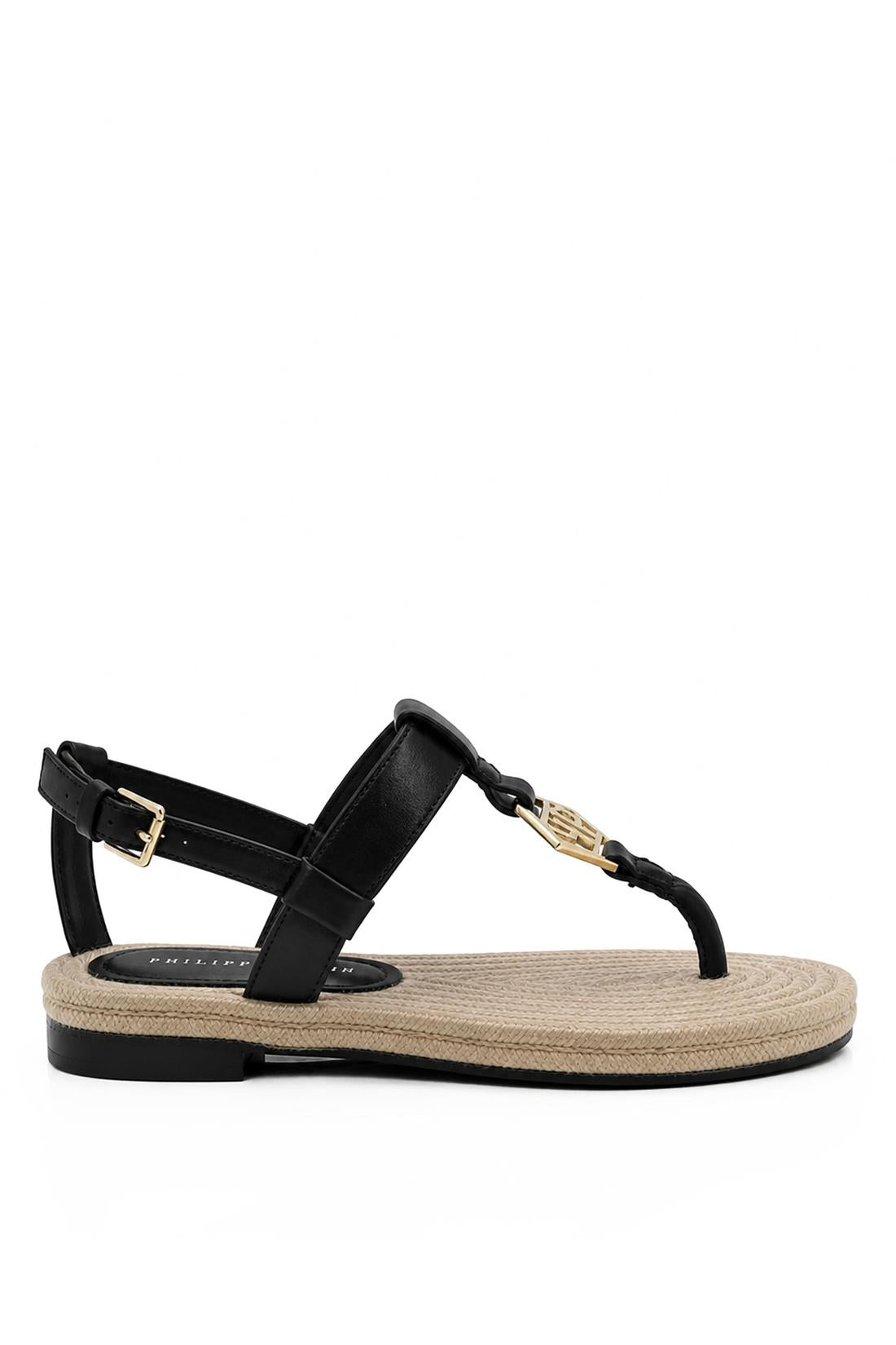 Philipp Plein Nappa Sandals Rope Hexagon, Flache Schuhe