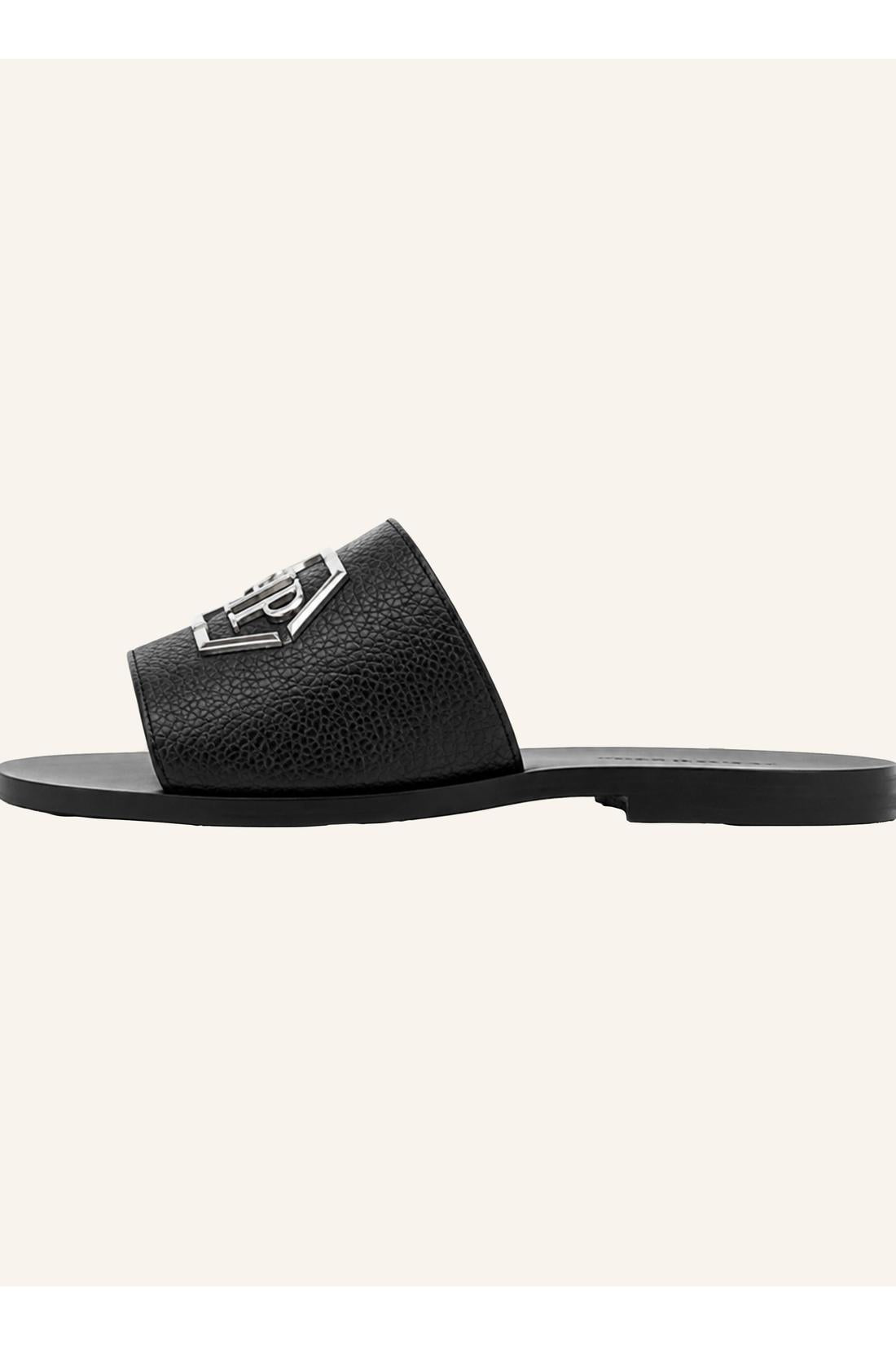 Philipp Plein Leather Sandals Big Hexagon, Flache Schuhe