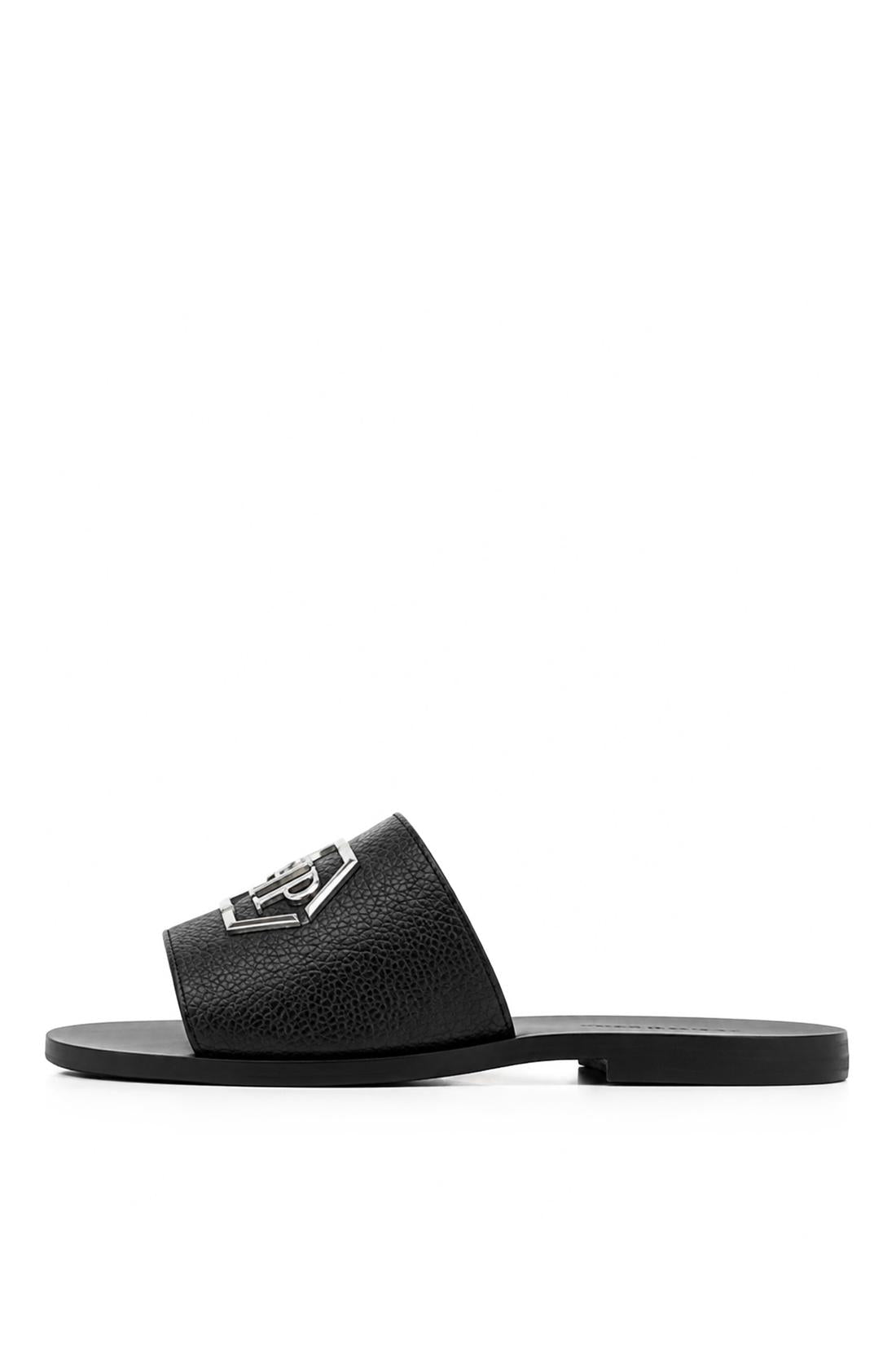 Philipp Plein Leather Sandals Big Hexagon, Flache Schuhe