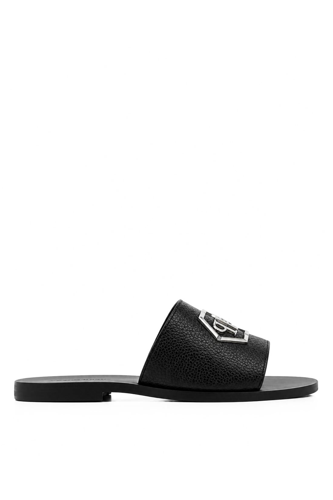 Philipp Plein Leather Sandals Big Hexagon, Flache Schuhe