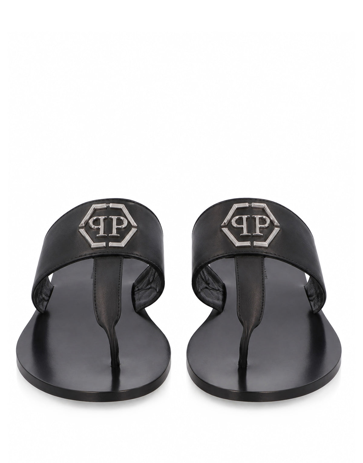 Leather Flat Sandals Hexagon