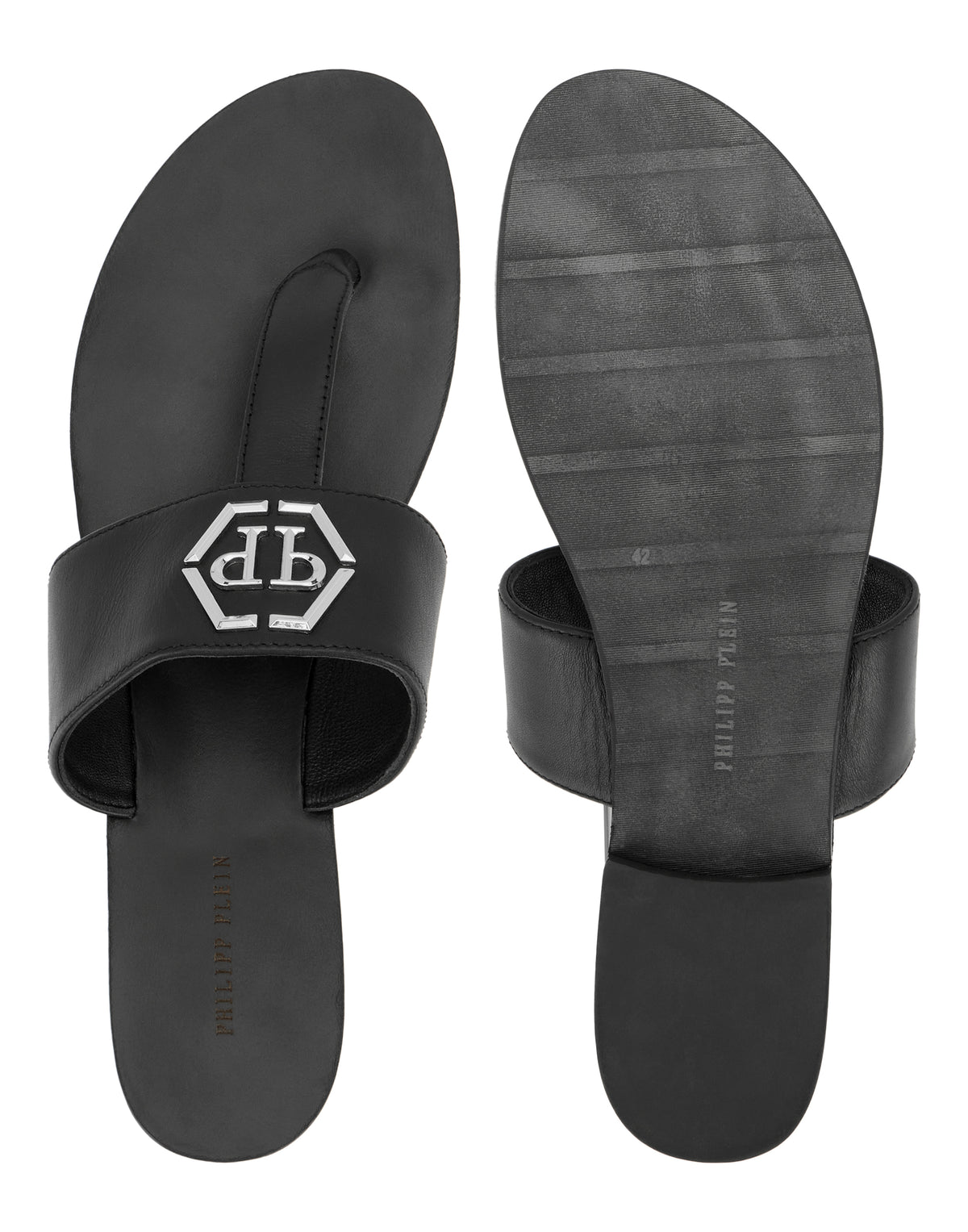Leather Flat Sandals Hexagon