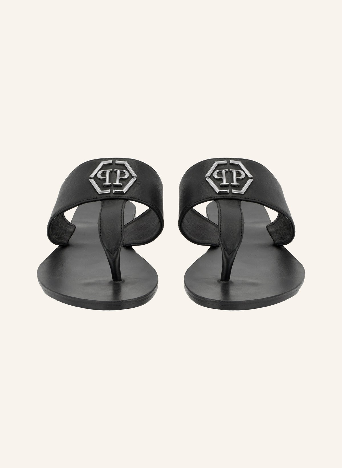 Leather Flat Sandals Hexagon