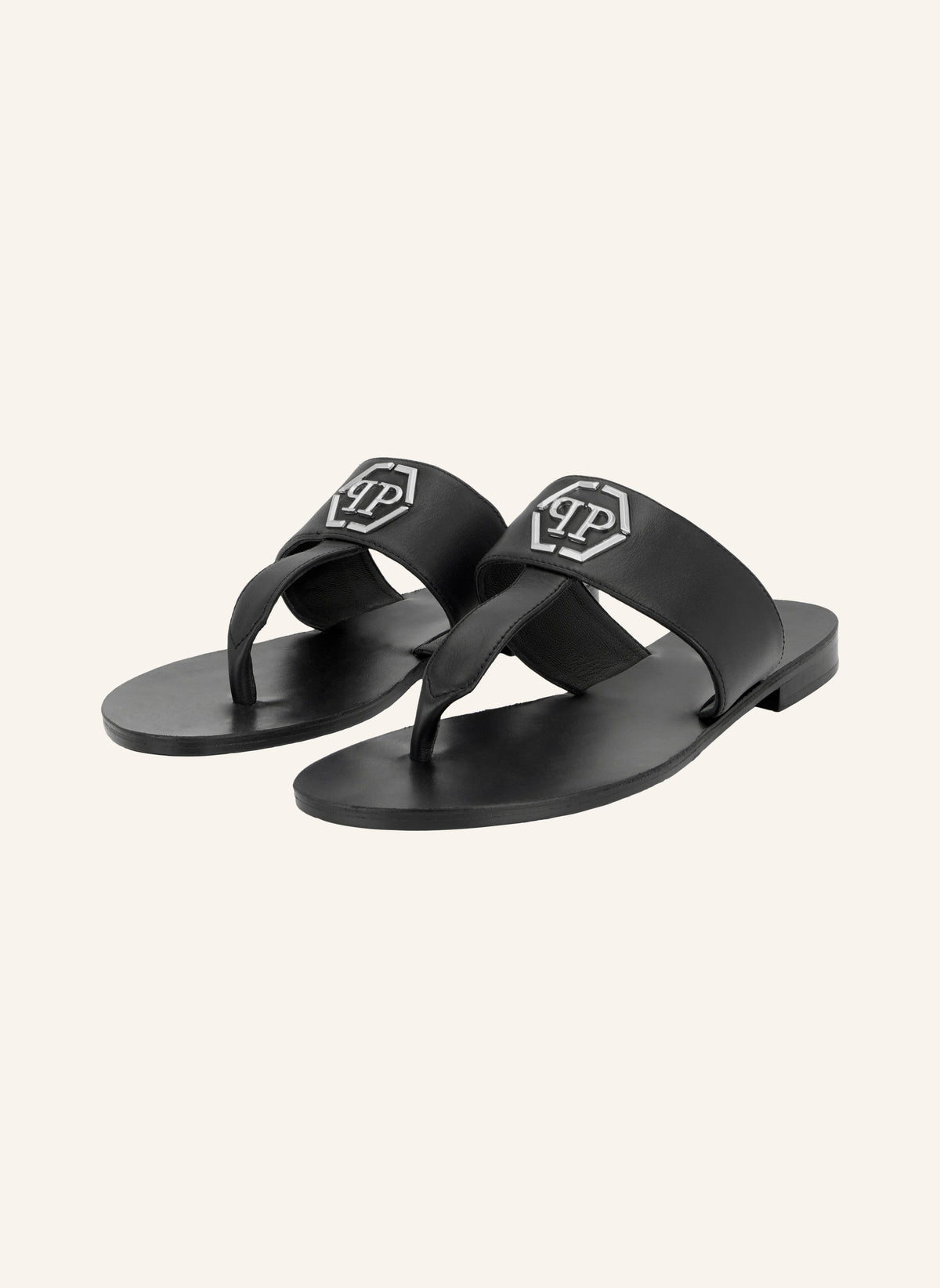 Leather Flat Sandals Hexagon