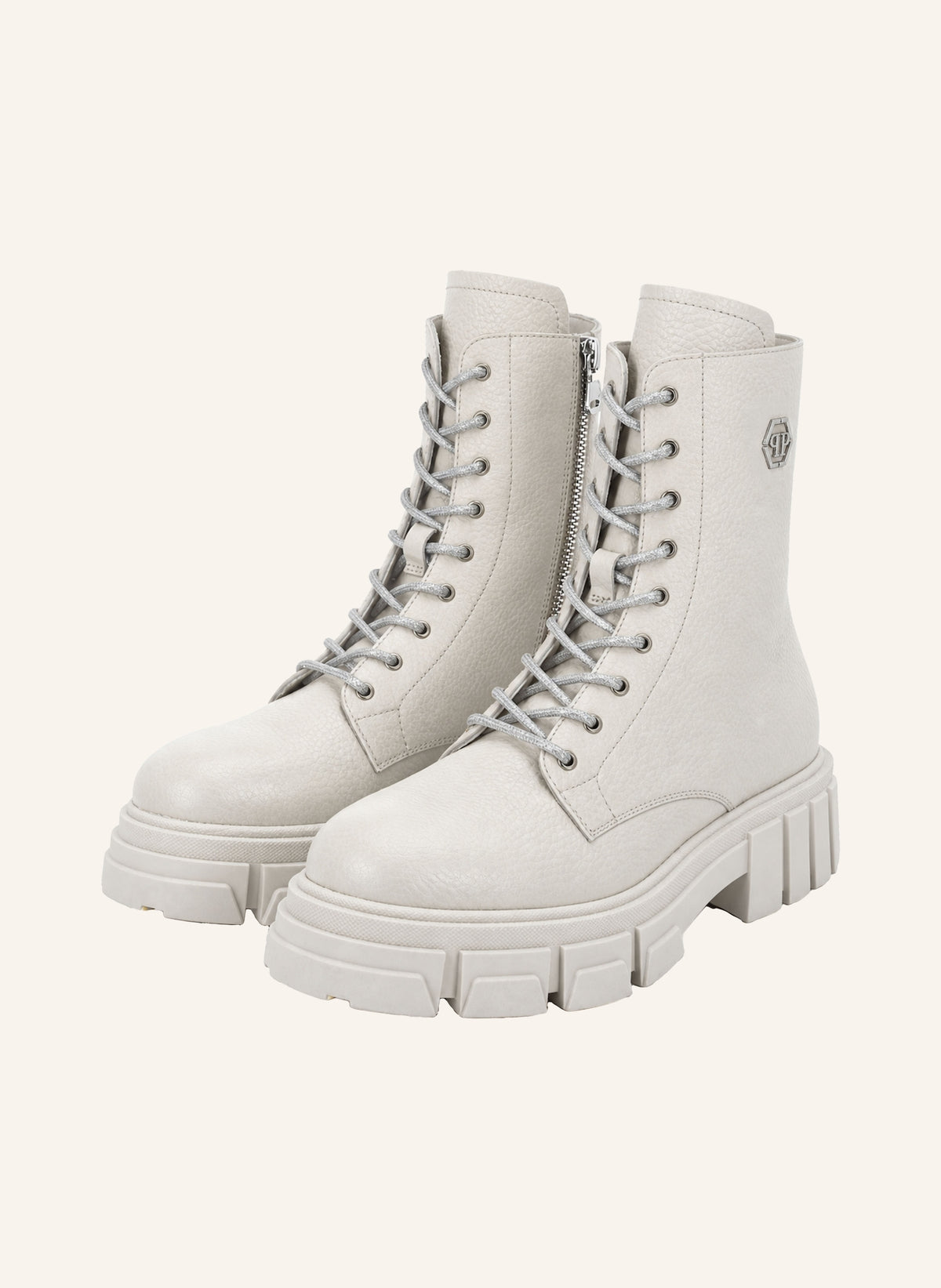Philipp Plein Leather Boots Deer Print Laces Strass, Stiefel & Stiefeletten