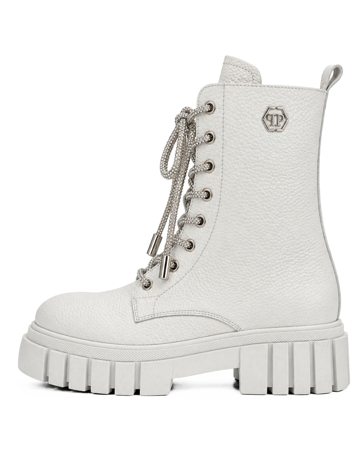 Philipp Plein Leather Boots Deer Print Laces Strass, Stiefel & Stiefeletten