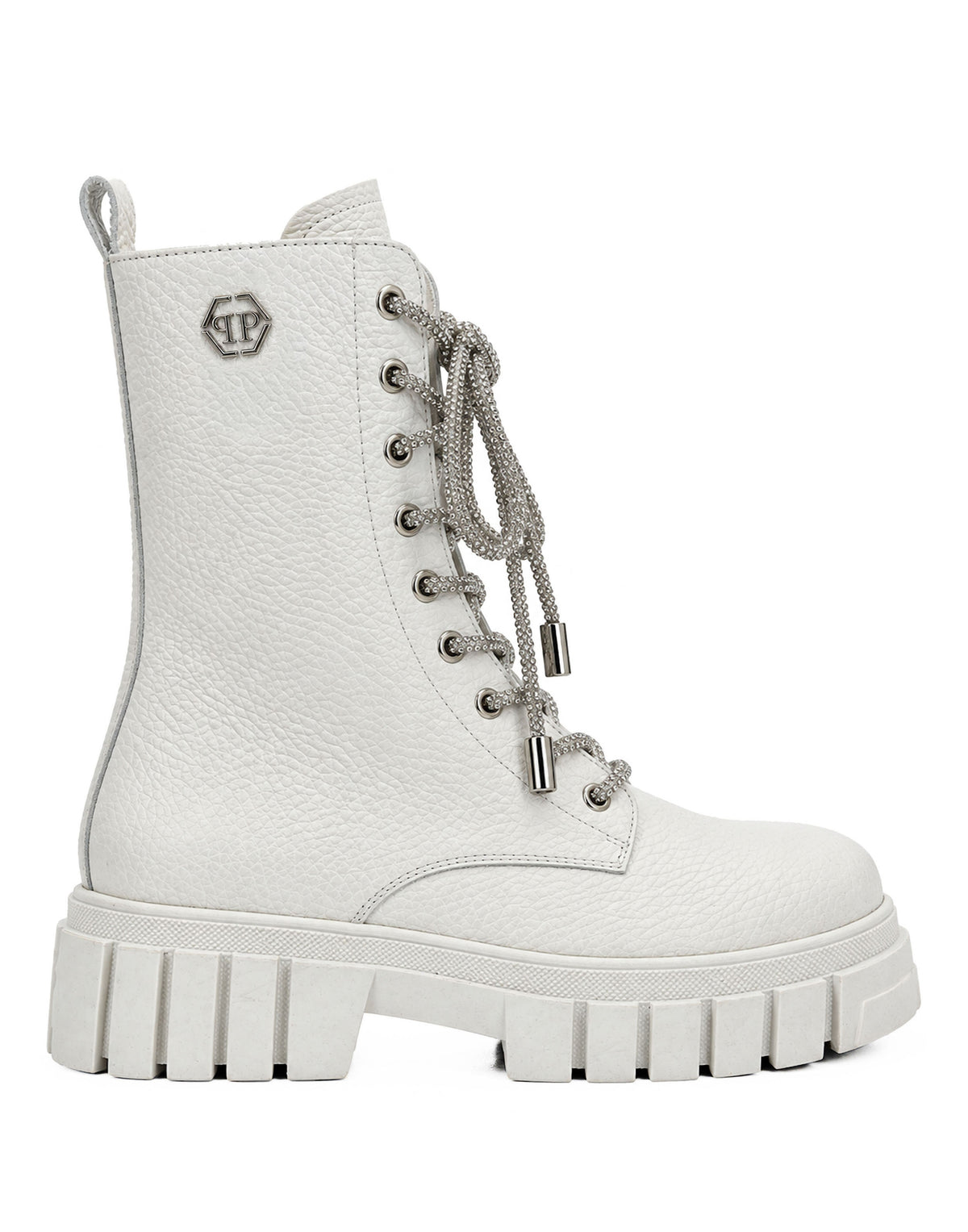 Philipp Plein Leather Boots Deer Print Laces Strass, Stiefel & Stiefeletten