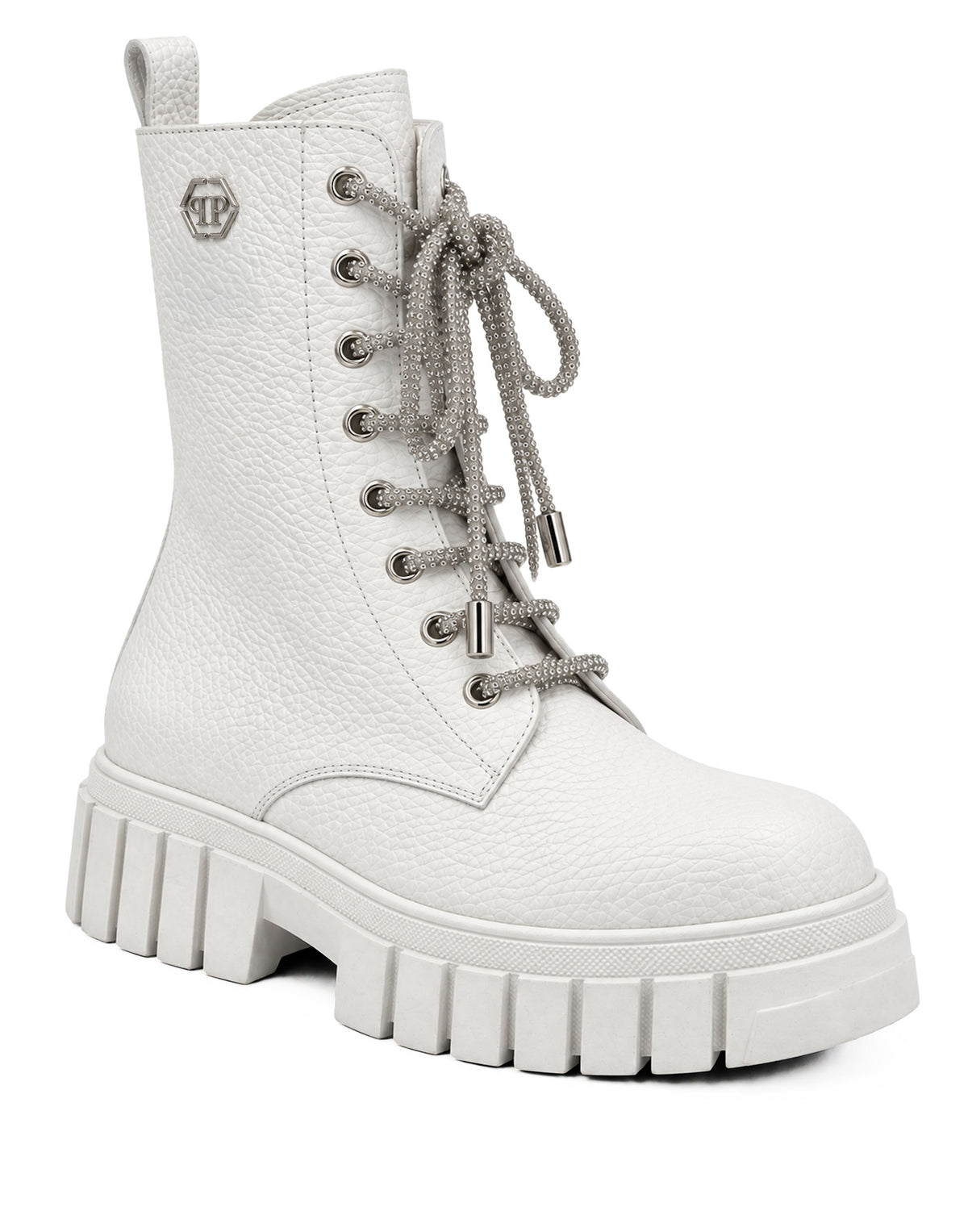 Philipp Plein Leather Boots Deer Print Laces Strass, Stiefel & Stiefeletten