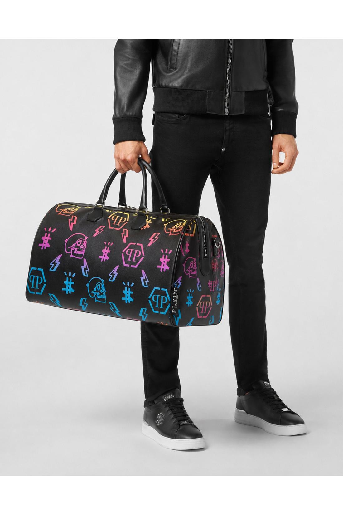 Leather Travel Bag Rainbow Monogram