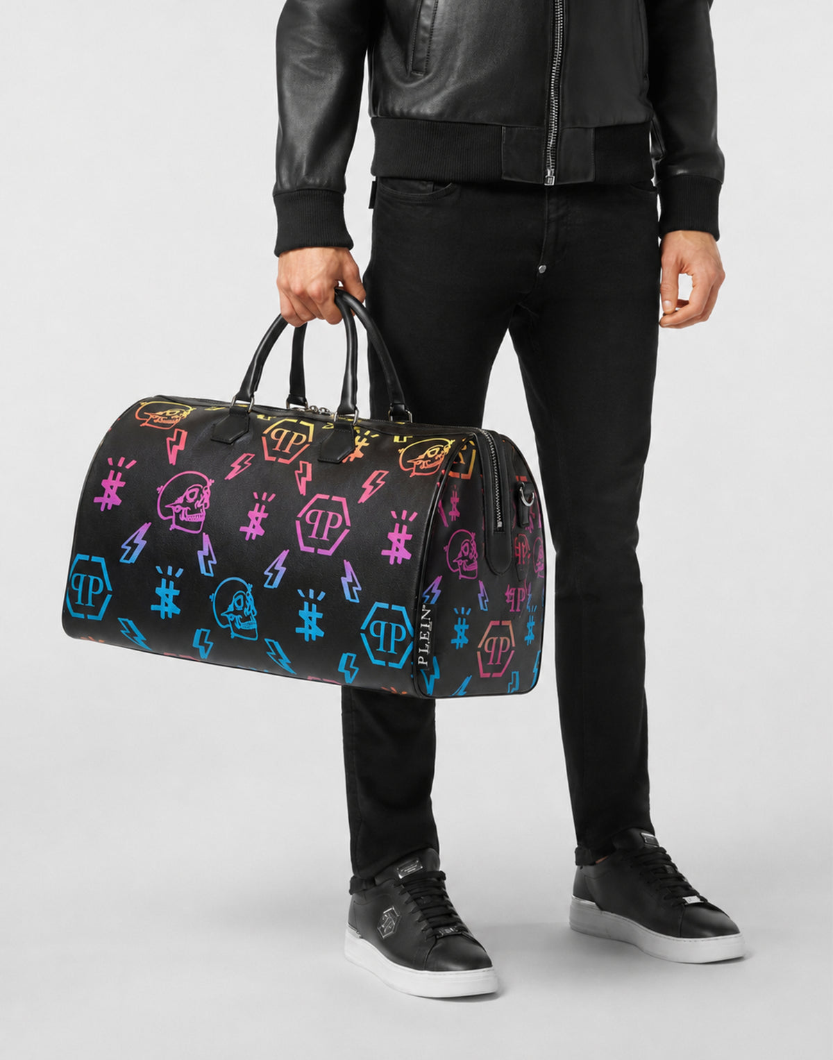 Leather Travel Bag Rainbow Monogram