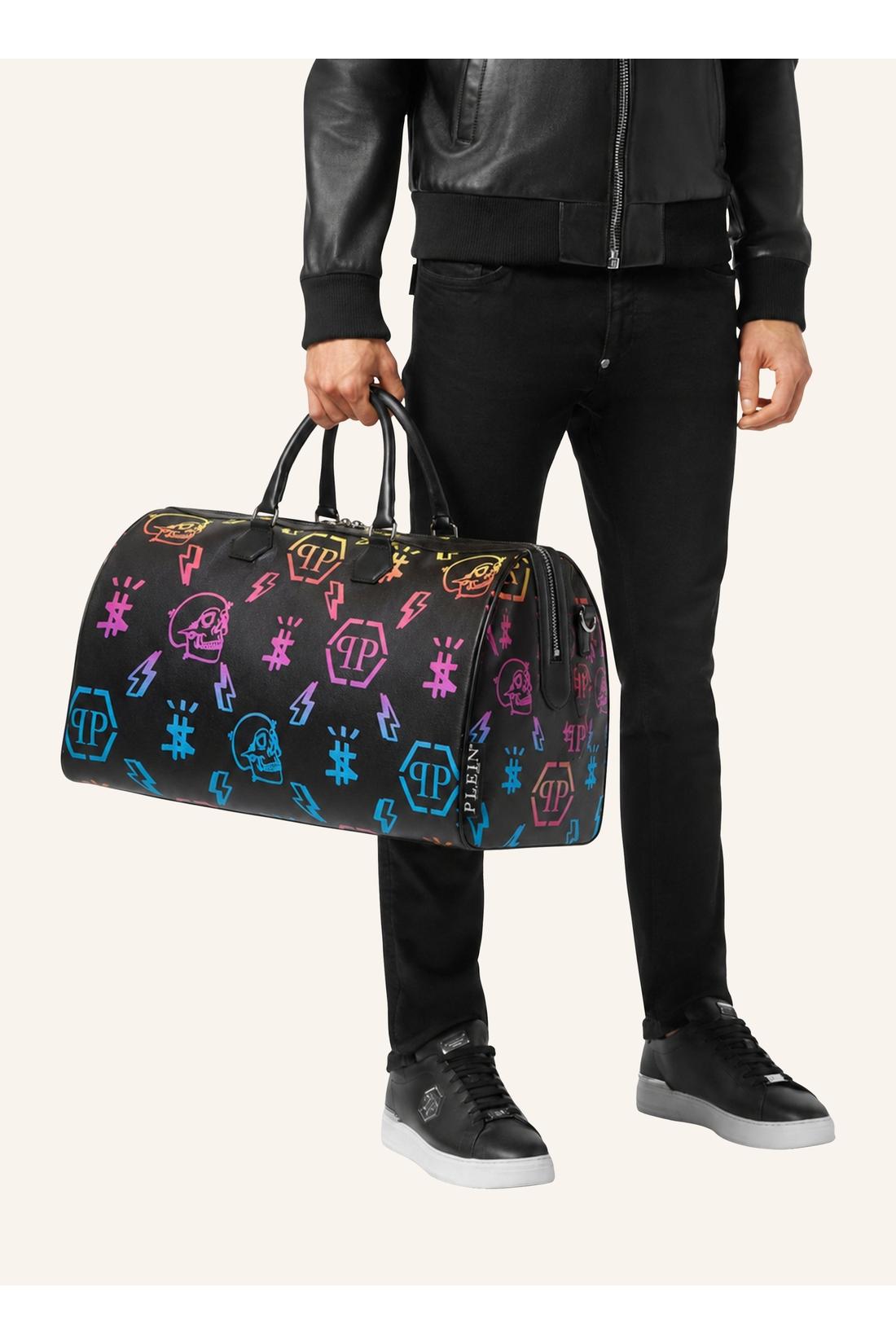Leather Travel Bag Rainbow Monogram