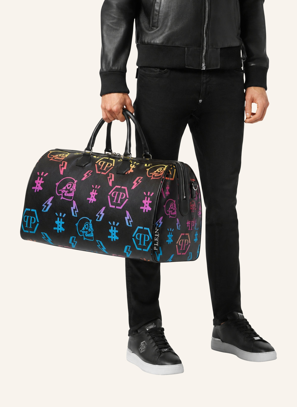 Leather Travel Bag Rainbow Monogram