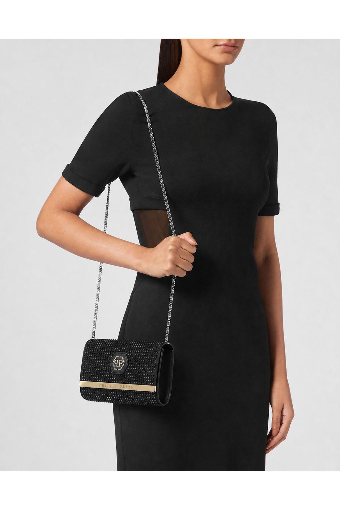 Suede Clutch Bag Full Stones