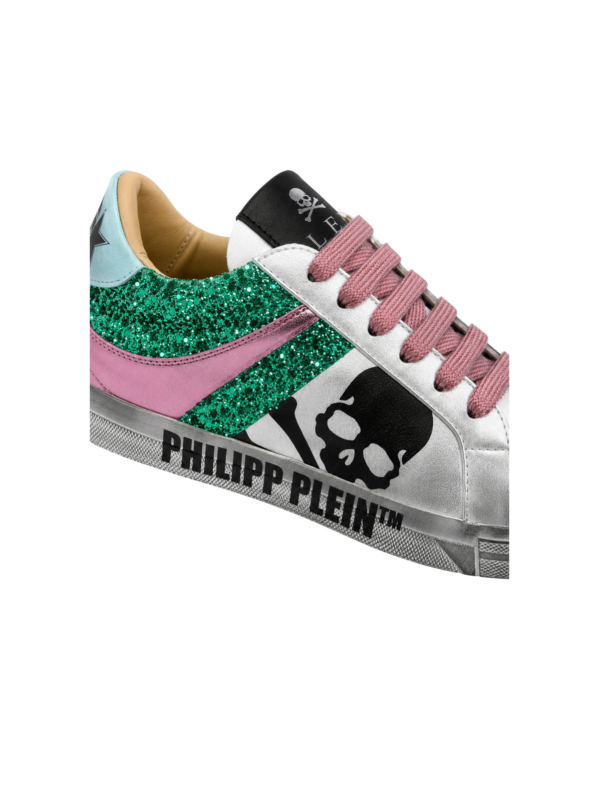 Nappa Leather Lo-Top Sneakers Glitter Skull