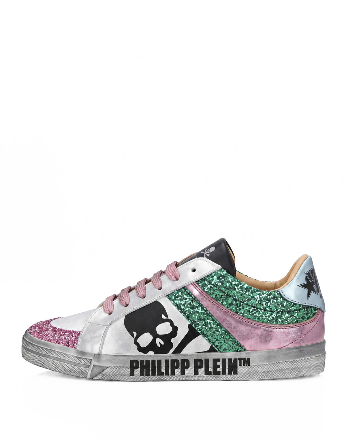 Nappa Leather Lo-Top Sneakers Glitter Skull