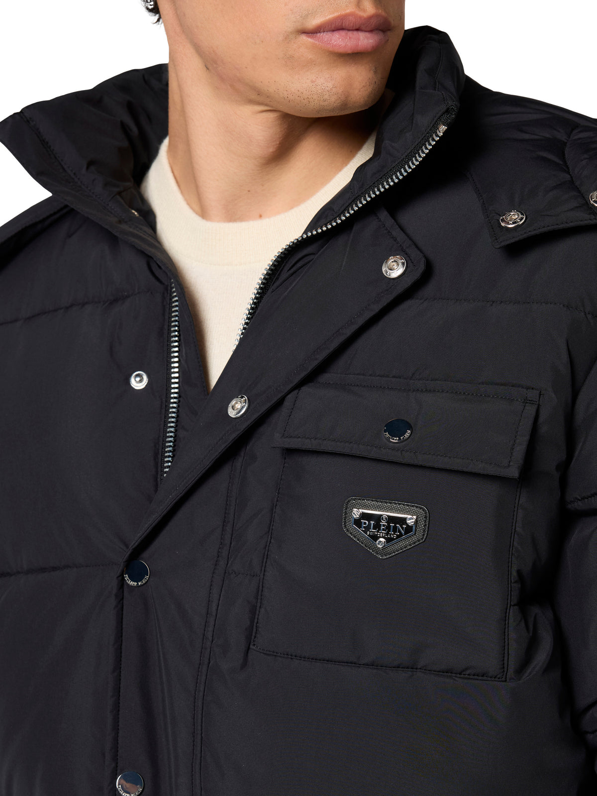 Nylon Puffer Jacket Gothic Plein