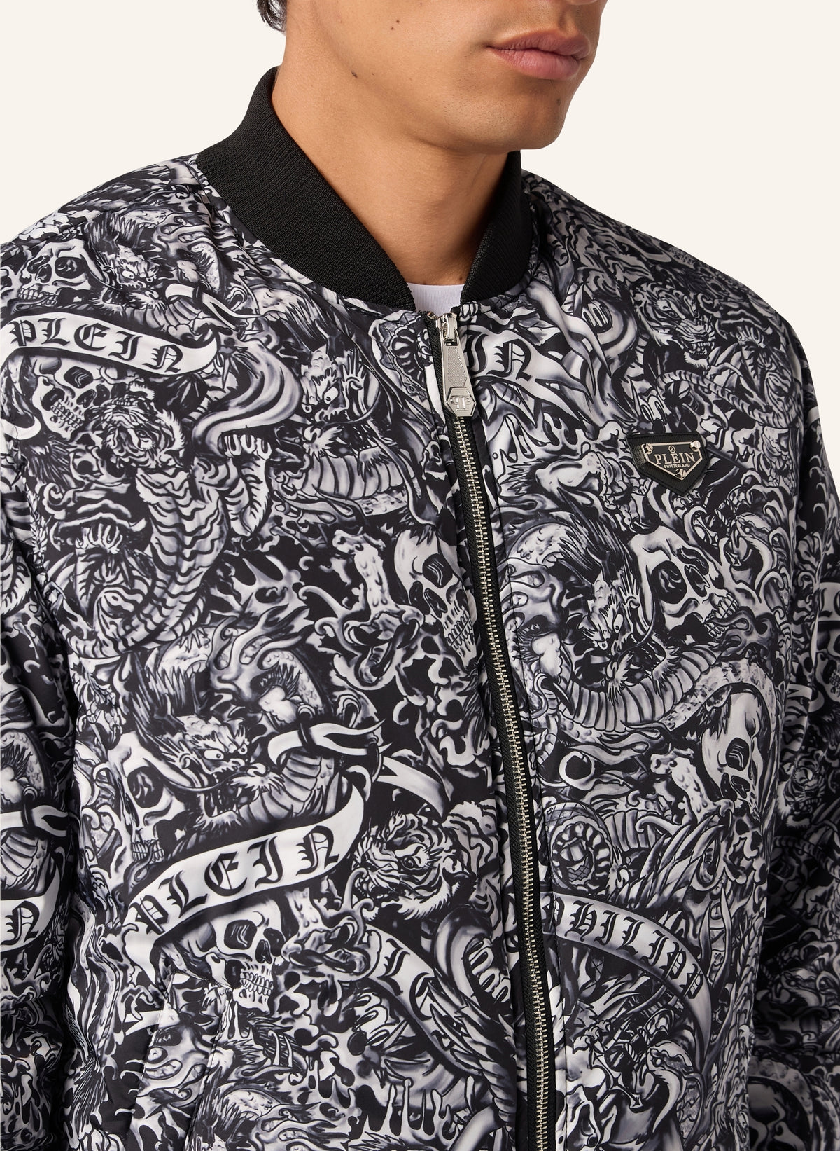 Nylon Bomber All-Over Tattoo