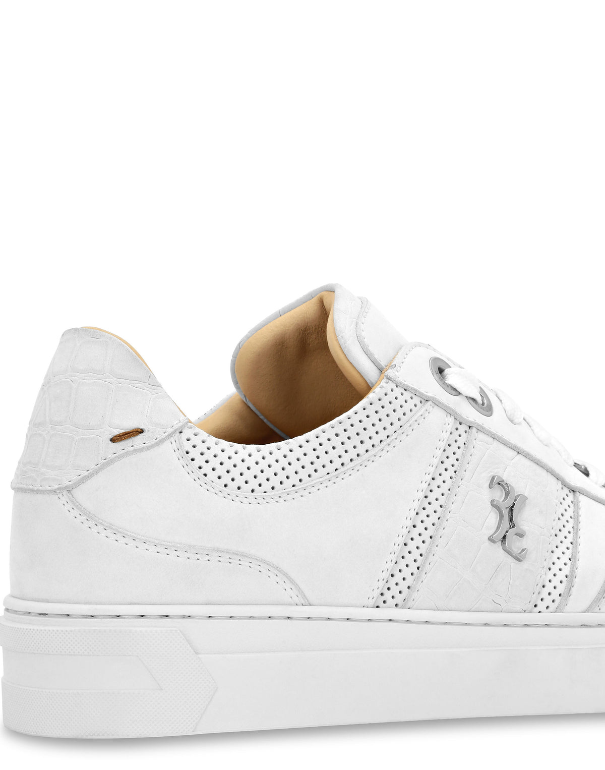 Nubuck Croco Printed Lo-Top Sneakers