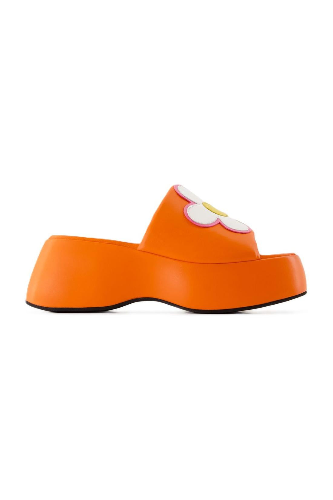 Flower Sandals - Carel - Leather - Orange