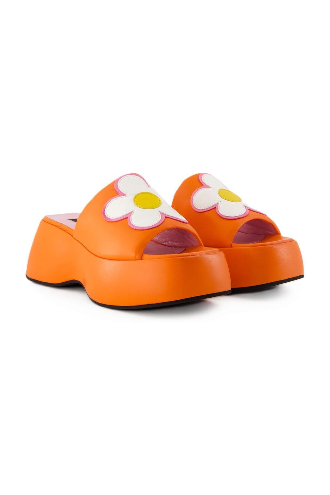 Flower Sandals - Carel - Leather - Orange