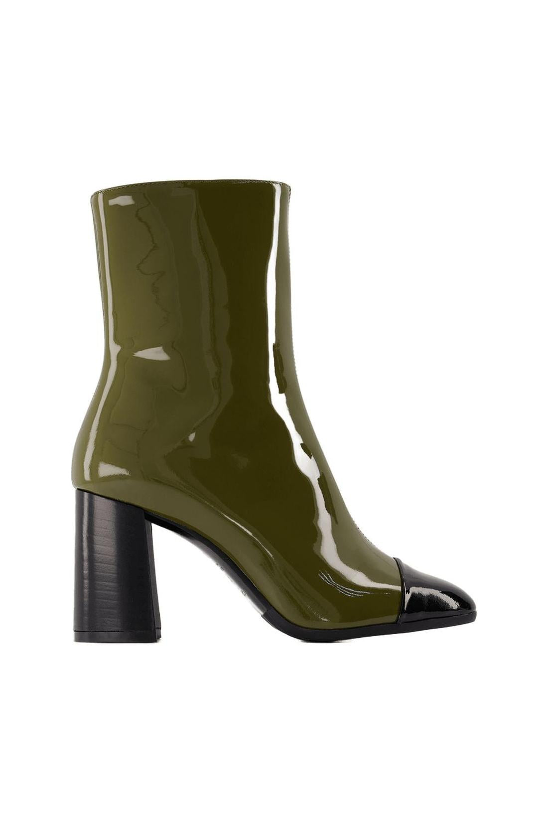 Boots Donna - Carel - Patent Leather - Khaki/black