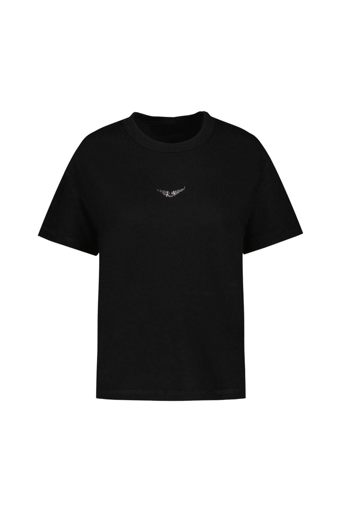 Zadig & Voltaire-T-Shirt Marta Pcl Wings Strass - Zadig & Voltaire - Baumwolle - Schwarz-Shirts-Black-Deal-Outlet-by-ARCHIVIST