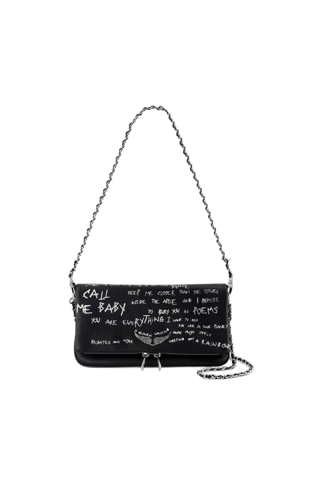 Zadig & Voltaire-Rock Graffiti Schultertasche - Zadig & Voltaire - Leder - Schwarz-Taschen-Black-Deal-Outlet-by-ARCHIVIST