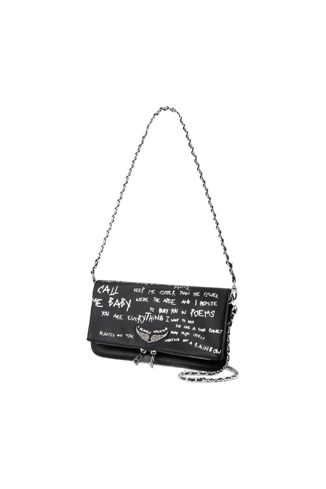 Zadig & Voltaire-Rock Graffiti Schultertasche - Zadig & Voltaire - Leder - Schwarz-Taschen-Black-Deal-Outlet-by-ARCHIVIST