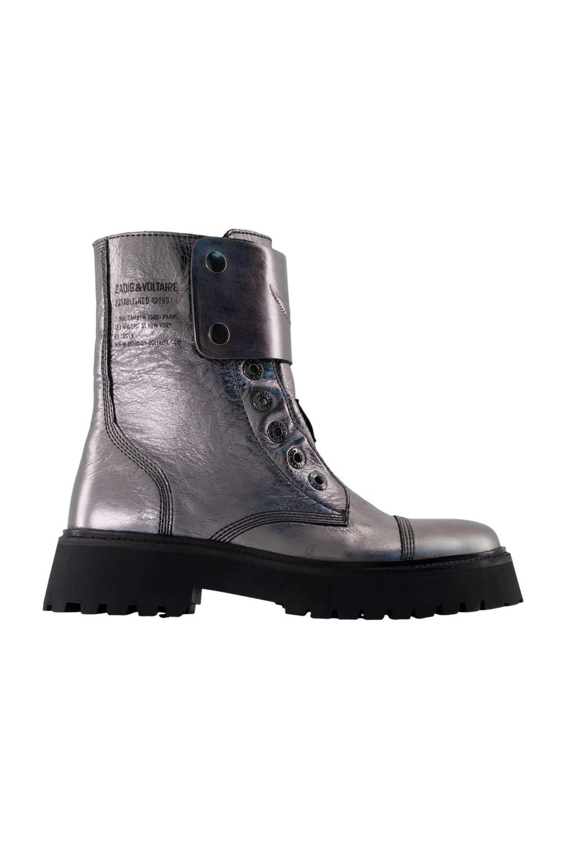 Zadig & Voltaire-Joe Fast Stiefeletten - Zadig & Voltaire - Leder - Silber-Stiefel & Stiefeletten-Black-Deal-Outlet-by-ARCHIVIST