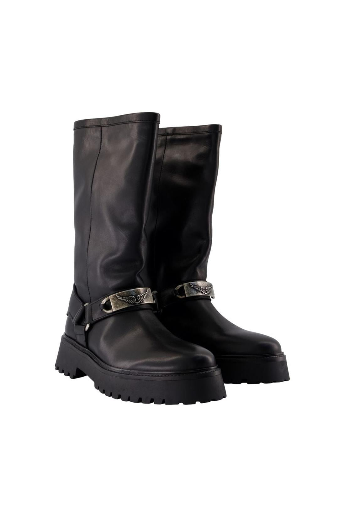 Zadig & Voltaire-Angie Smooth Stiefeletten - Zadig & Voltaire - Leder - Schwarz-Stiefel & Stiefeletten-Black-Deal-Outlet-by-ARCHIVIST