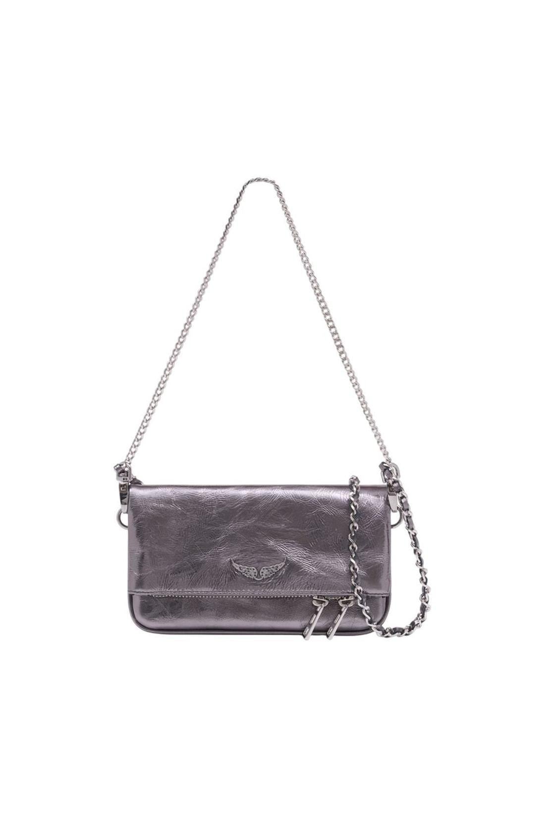 Zadig & Voltaire-Rock Nano Schultertasche - Zadig & Voltaire - Leder - Silber-Taschen-Black-Deal-Outlet-by-ARCHIVIST