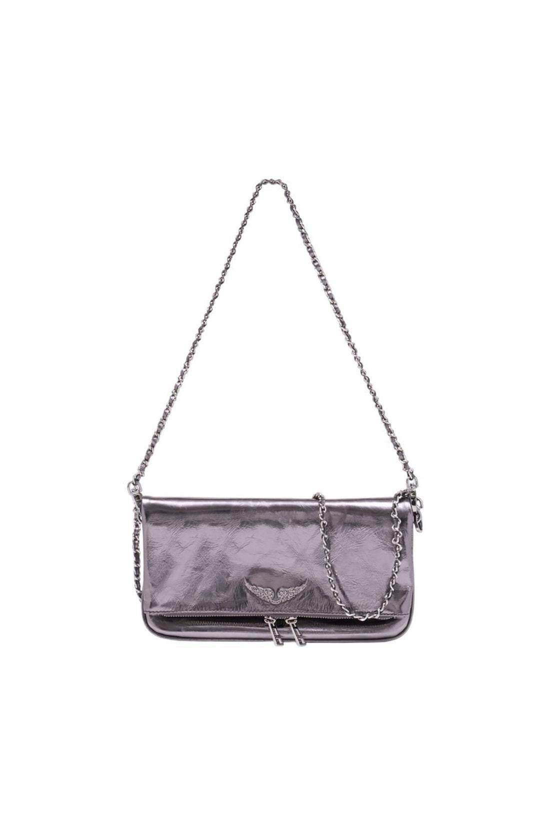 Zadig & Voltaire-Rock Vintage Schultertasche - Zadig & Voltaire - Leder - Silber-Taschen-Black-Deal-Outlet-by-ARCHIVIST