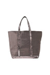 Vanessa Bruno-Cabas-Tasche L + Zipper Canvas und Pailletten aus Baumwolle Anthrazit-Taschen-Black-Deal-Outlet-by-ARCHIVIST