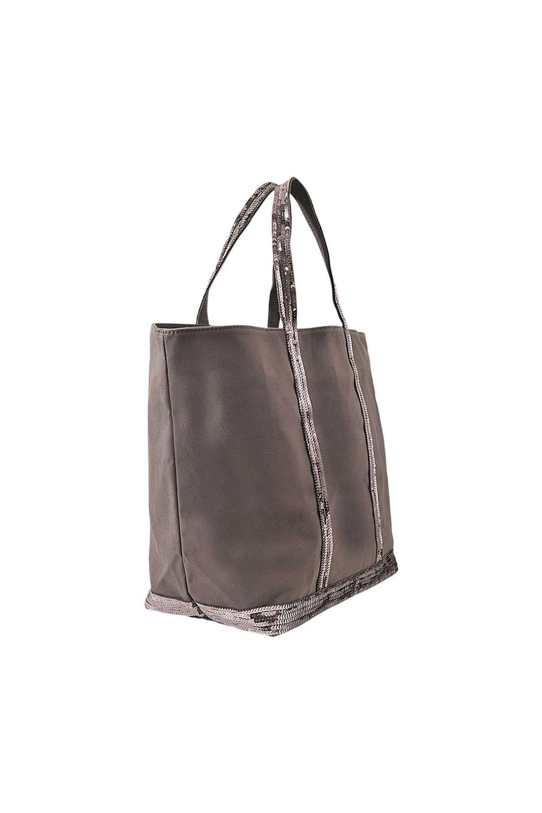 Vanessa Bruno-Cabas-Tasche L + Zipper Canvas und Pailletten aus Baumwolle Anthrazit-Taschen-Black-Deal-Outlet-by-ARCHIVIST