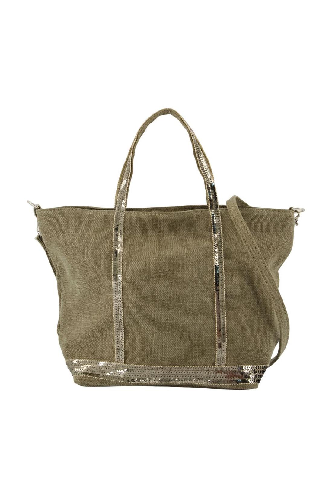 Vanessa Bruno-Einkaufstasche S - Vanessa Bruno - Leinen - Khaki-Taschen-Black-Deal-Outlet-by-ARCHIVIST