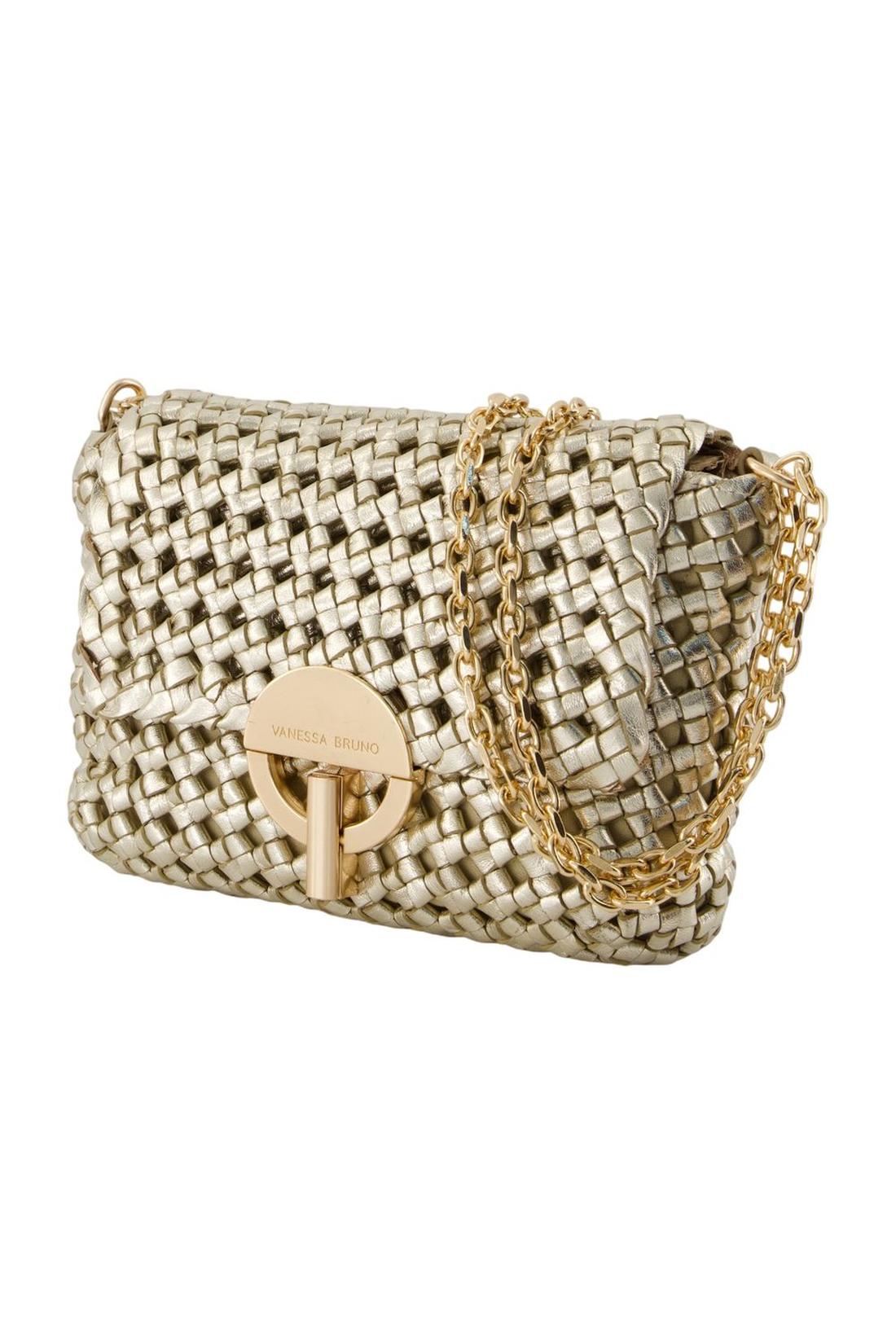 Vanessa Bruno-Moon Medium Schultertasche - Vanessa Bruno - Pflanzlich gegerbtes Leder - Gold-Taschen-Black-Deal-Outlet-by-ARCHIVIST