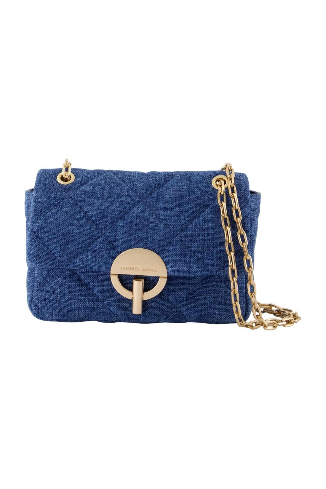 Vanessa Bruno-Moon Medium Schultertasche - Vanessa Bruno - Leinen - Blau-Taschen-Black-Deal-Outlet-by-ARCHIVIST